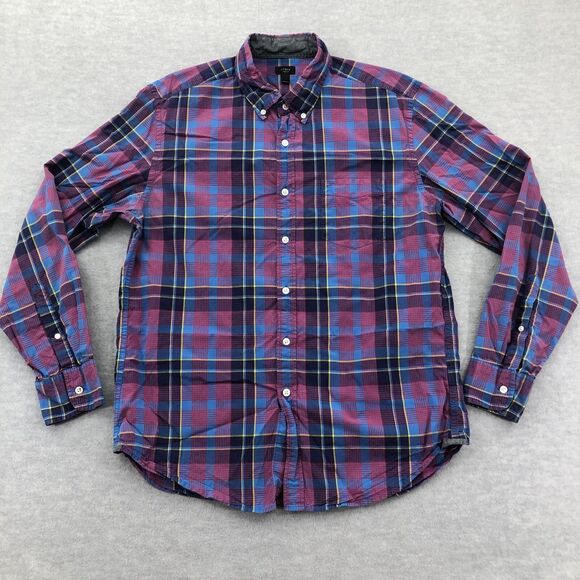 J. Crew Button Down Shirt Mens Large Tartan Plaid Long Sleeve Cotton - Picture 1 of 16